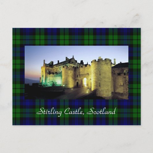 Carte Postale Château de Stirling Frontière Tartan Illuminée (Devant)