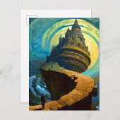 Carte Postale Château de Surreal Paysage Imaginaire Art (Devant / Derrière)