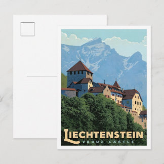 Carte Postale Château de Vaduz Liechtenstein Art Vintage Voyage
