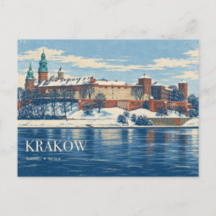Carte Postale Château de Wawel à Cracovie en hiver Vistule