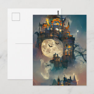 Carte Postale Château d'Halloween, Chauves-souris d'Halloween, A