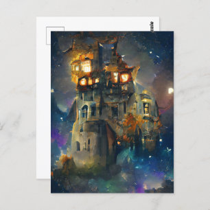 Carte Postale Château d'Halloween, Fantôme d'Halloween, Art japo