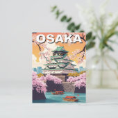 Carte Postale Château d'Osaka Japon (Debout devant)