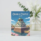 Carte Postale Château d'Osaka Japon (Debout devant)