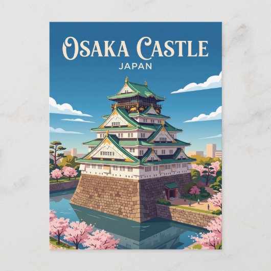 Carte Postale Château d'Osaka Japon (Devant)