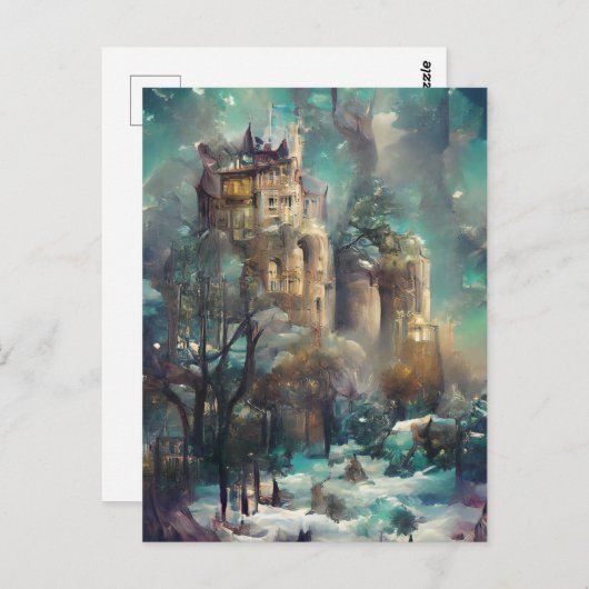 Carte Postale Château En Forêt, Imaginaire Jungle, Château Magiq (Devant / Derrière)