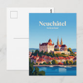 Carte Postale Château et Collégiale, Neuchâtel (Devant / Derrière)