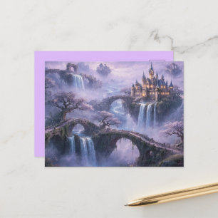 Carte Postale Château Fantastique Paysage Surréaliste Bleu Lavan