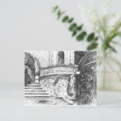 Carte Postale Château pencilart Monochrome noir & blanc (Debout devant)