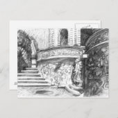 Carte Postale Château pencilart Monochrome noir & blanc (Devant / Derrière)