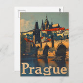 Carte Postale Château vintage de Prague (Devant / Derrière)