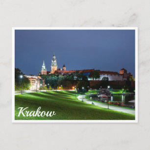 Carte Postale Château Wawel la nuit à Cracovie, Pologne