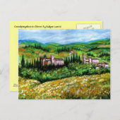 CARTE POSTALE CHÂTEAUX DANS LES CHIANTI PAYSAGE , CHAMPS DE FLEU (Devant / Derrière)