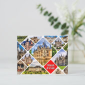 Carte Postale Châteaux de la vallée de la Loire. Collage. (Debout devant)