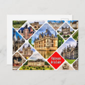 Carte Postale Châteaux de la vallée de la Loire. Collage. (Devant / Derrière)