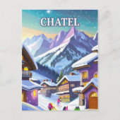 Carte Postale Châtel : Charme Authentique dans les Alpes enneigé (Devant)