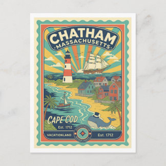 Carte Postale Chatham, MA Rétro Voyage des Années 1950