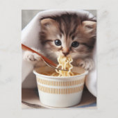 Carte Postale Chaton adorable mangeant des nouilles Ramen (Devant)