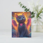 Carte Postale Chaton ange gris adorable (Debout devant)