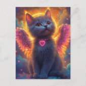 Carte Postale Chaton ange gris adorable (Devant)