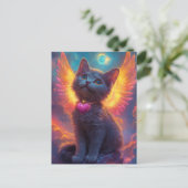 Carte Postale Chaton ange gris adorable (Debout devant)