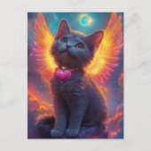 Carte Postale Chaton ange gris adorable (Devant)