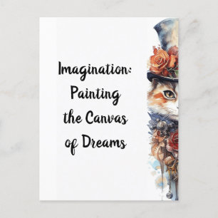 Carte Postale Chaton de catégorie 3 avec aquarelle de roses