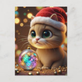 Carte Postale Chaton de Noël adorable (Devant)