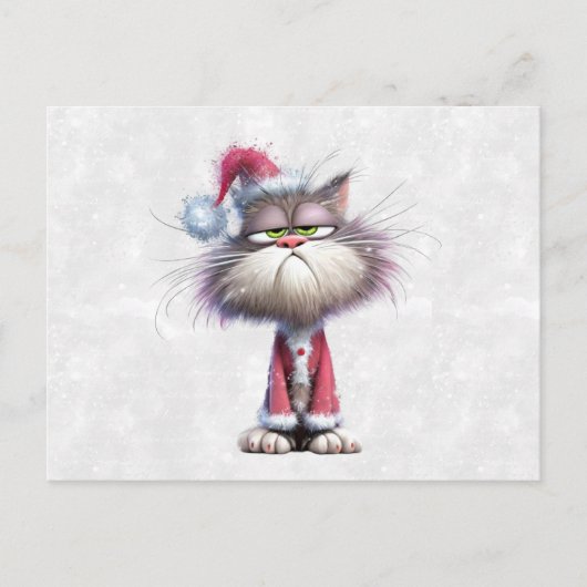 Carte Postale Chaton de Noël Grincheux (Devant)