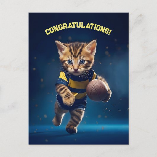 Carte Postale Chaton de rugby (Devant)