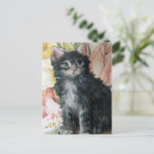 Carte Postale chaton Et Fleurs (Debout devant)