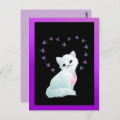 carte postale chaton et papillons (Devant / Derrière)