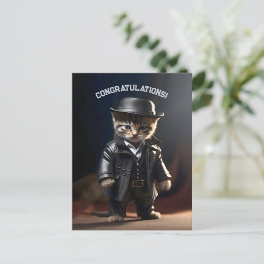 Carte Postale Chaton Gangster (Debout devant)