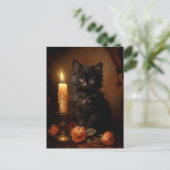 Carte Postale Chaton noir gothique magique - Peinture à l'huile  (Debout devant)