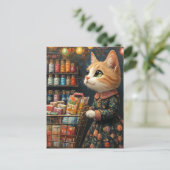 Carte Postale Chaton roux adorable faisant des courses (Debout devant)