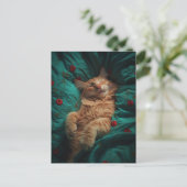 Carte Postale Chaton roux endormi (Debout devant)