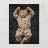Carte Postale Chaton roux endormi en pyjama (Devant)