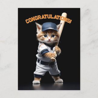 Carte Postale Chaton Vedette de Baseball