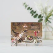 Carte Postale Chatons à un banquet, 19ème siècle (Debout devant)