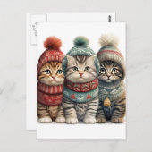 Carte Postale Chatons adorables dans des vêtements d'hiver Art A (Devant / Derrière)