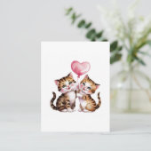 Carte Postale Chatons adorables et ballons cardiaques (Debout devant)