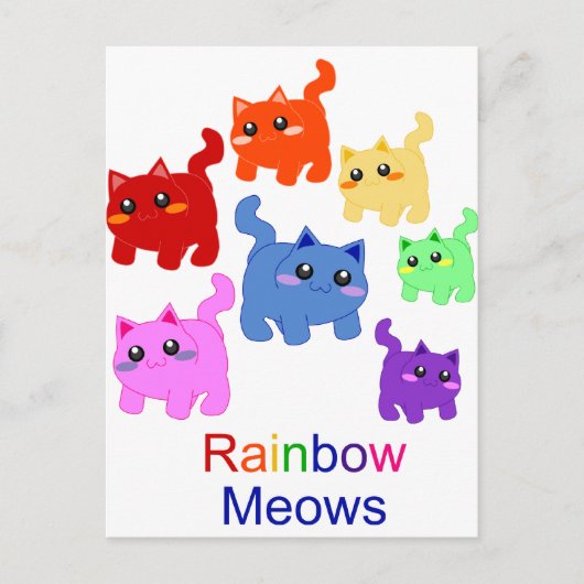 Carte Postale Chatons arc-en-ciel ! (Devant)
