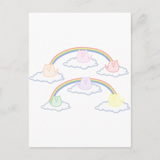 Carte Postale Chatons arc-en-ciel sur les nuages (Devant)