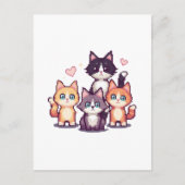 Carte Postale Chatons Colorés Pixelisés Blanc (Devant)