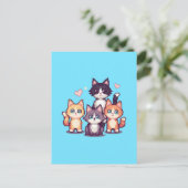 Carte Postale Chatons Colorés Pixelisés Vert (Debout devant)