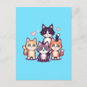 Carte Postale Chatons Colorés Pixelisés Vert (Devant)