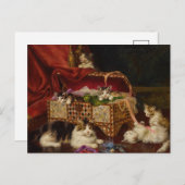 Carte Postale Chatons dans le panier à coudre | Jules Leroy (Devant / Derrière)
