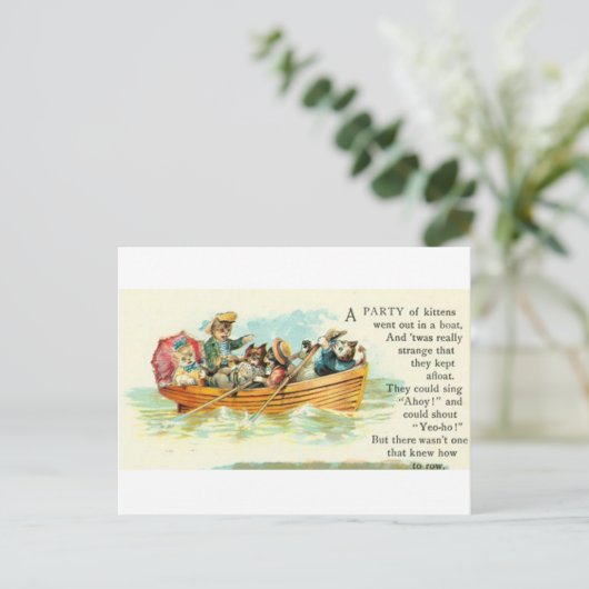 Carte Postale Chatons dans un bateau de rangée (Debout devant)