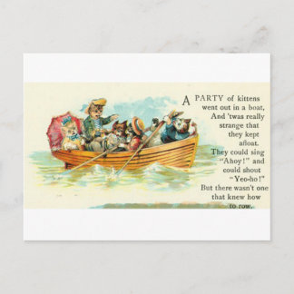 Carte Postale Chatons dans un bateau de rangée