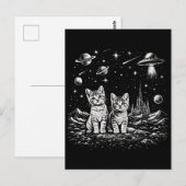 Carte Postale Chatons de l'espace Chats dans le Cosmos (Devant / Derrière)